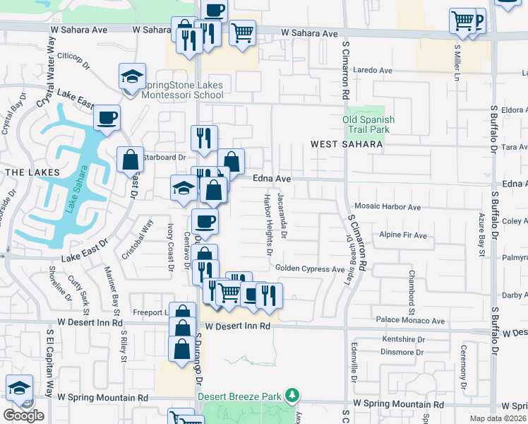 map of restaurants, bars, coffee shops, grocery stores, and more near 8428 Garnet Peak Court in Las Vegas