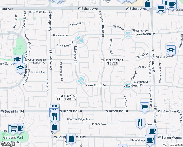 map of restaurants, bars, coffee shops, grocery stores, and more near 9728 Peacock Hill Circle in Las Vegas