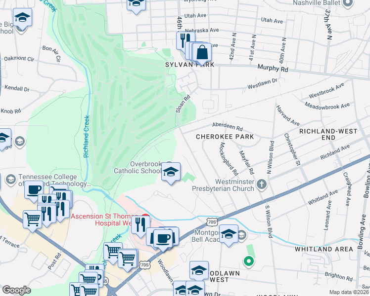 map of restaurants, bars, coffee shops, grocery stores, and more near 237 Cherokee Road in Nashville