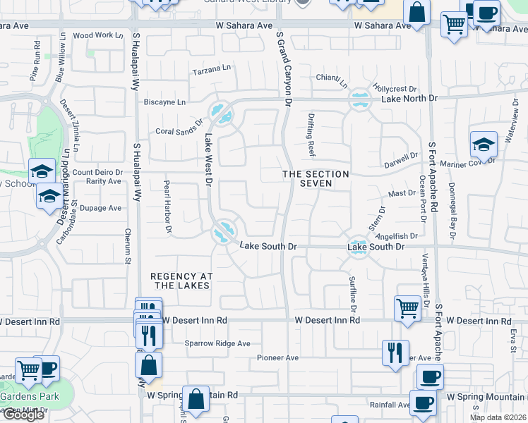 map of restaurants, bars, coffee shops, grocery stores, and more near 9717 Sierra Mesa Avenue in Las Vegas