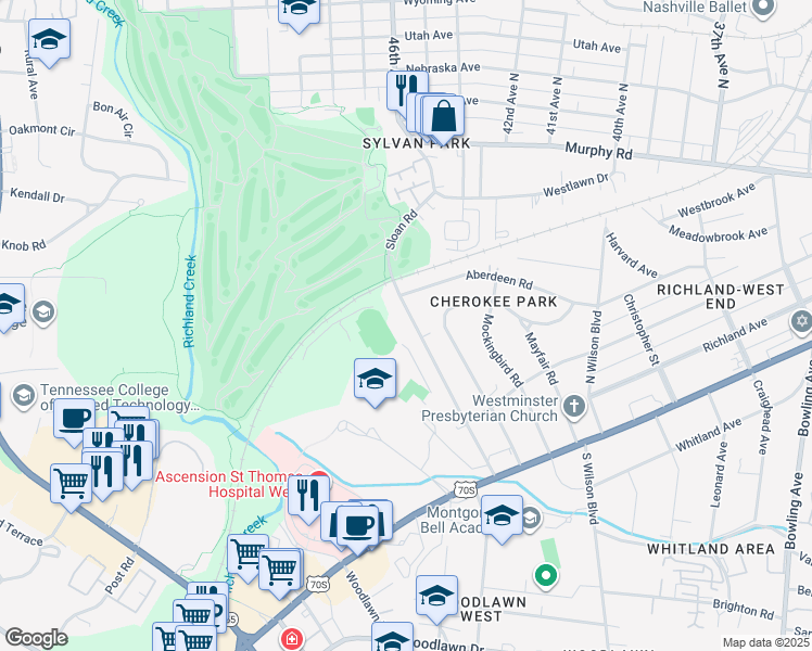 map of restaurants, bars, coffee shops, grocery stores, and more near 241 Cherokee Road in Nashville