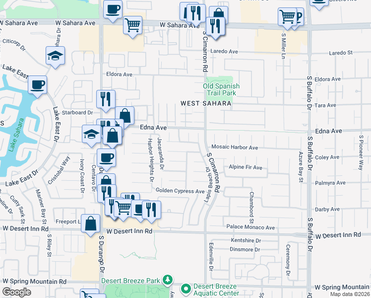 map of restaurants, bars, coffee shops, grocery stores, and more near 8287 Crown Peak Avenue in Las Vegas