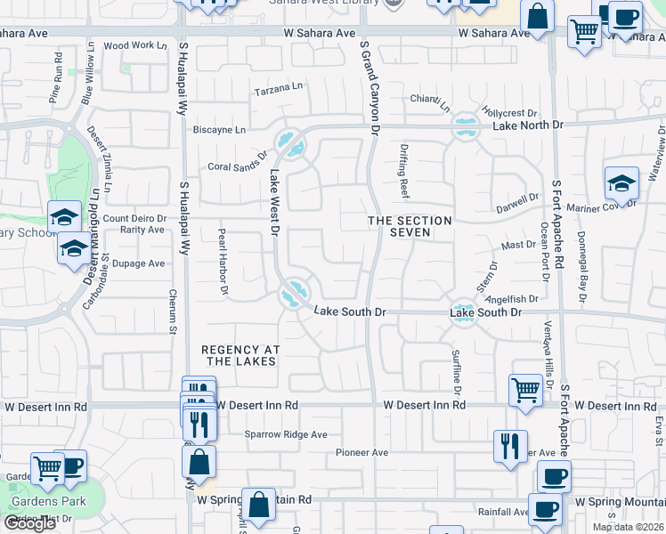 map of restaurants, bars, coffee shops, grocery stores, and more near 9728 Peacock Hill Circle in Las Vegas