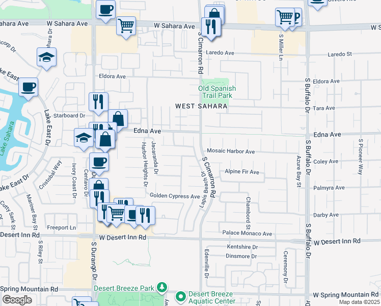 map of restaurants, bars, coffee shops, grocery stores, and more near 8232 Crown Peak Avenue in Las Vegas