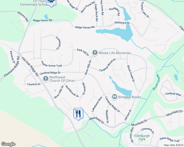 map of restaurants, bars, coffee shops, grocery stores, and more near 3330 Cardinal Ridge Drive in Greensboro