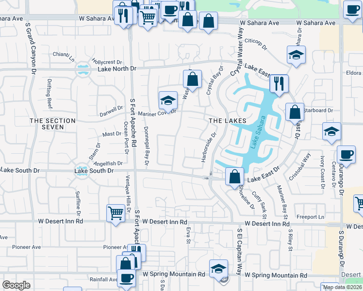 map of restaurants, bars, coffee shops, grocery stores, and more near 3105 Port Side Drive in Las Vegas
