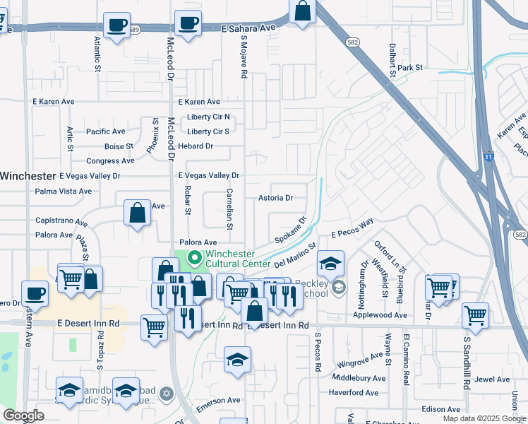 map of restaurants, bars, coffee shops, grocery stores, and more near 3019 Tumwater Street in Las Vegas