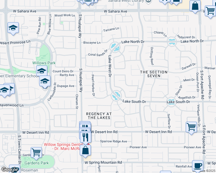 map of restaurants, bars, coffee shops, grocery stores, and more near 3032 Pier Harbor Drive in Las Vegas