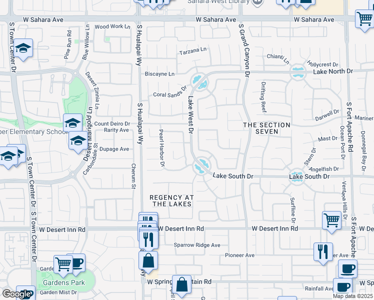 map of restaurants, bars, coffee shops, grocery stores, and more near 3100 Pier Harbor Drive in Las Vegas
