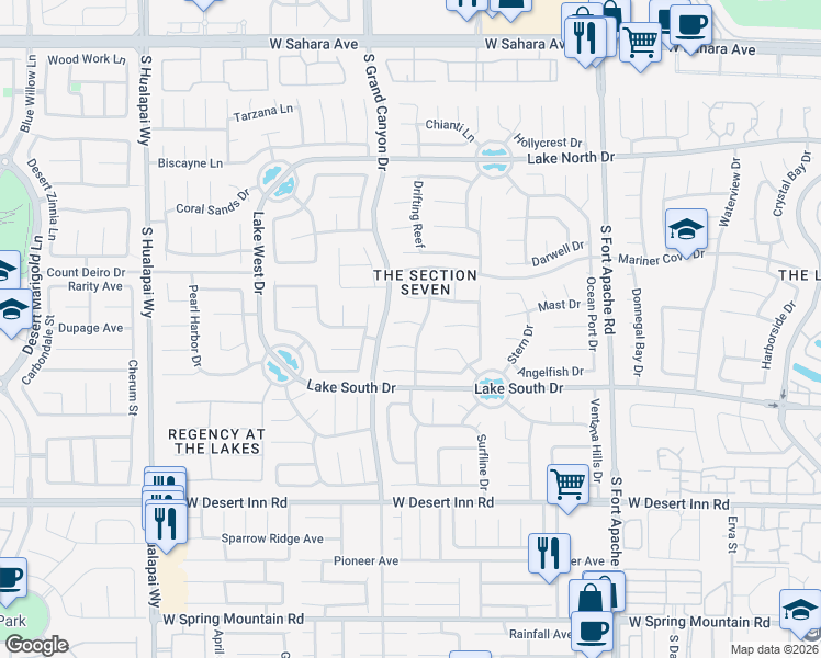 map of restaurants, bars, coffee shops, grocery stores, and more near 9605 Blowing Sand Circle in Las Vegas