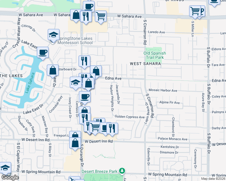 map of restaurants, bars, coffee shops, grocery stores, and more near 8428 Garnet Peak Court in Las Vegas