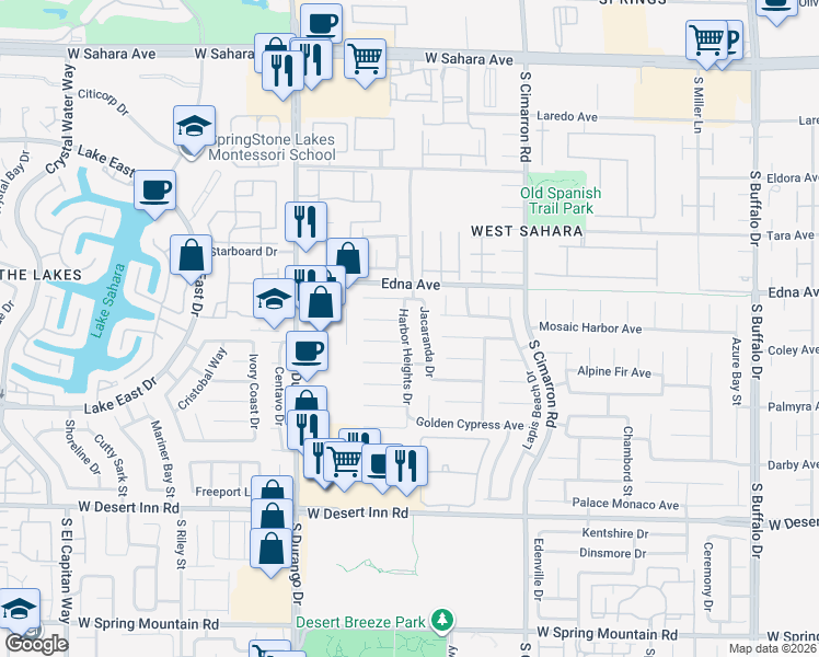 map of restaurants, bars, coffee shops, grocery stores, and more near 8428 Garnet Peak Court in Las Vegas