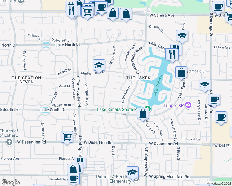 map of restaurants, bars, coffee shops, grocery stores, and more near 3105 Sea View Court in Las Vegas