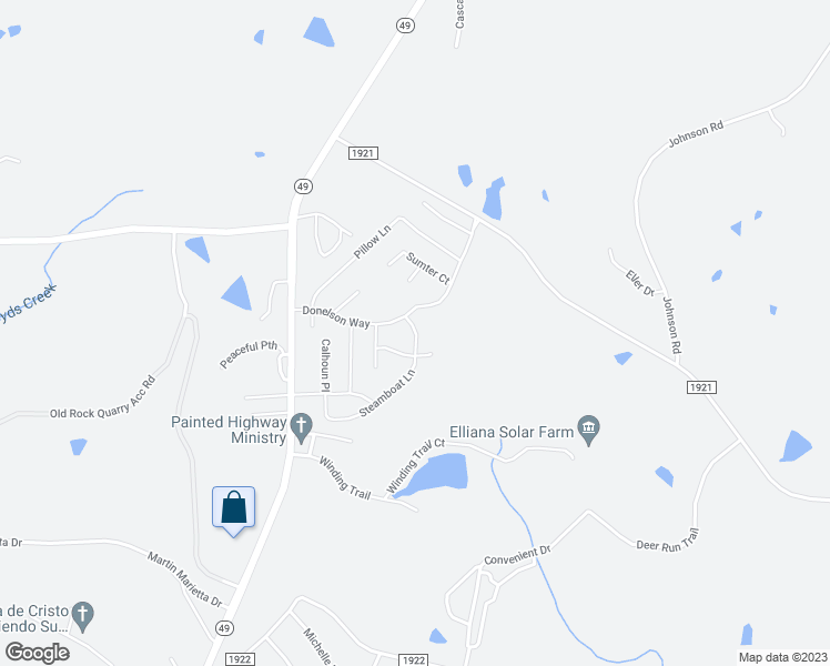 map of restaurants, bars, coffee shops, grocery stores, and more near Steamboat Lane in Alamance County