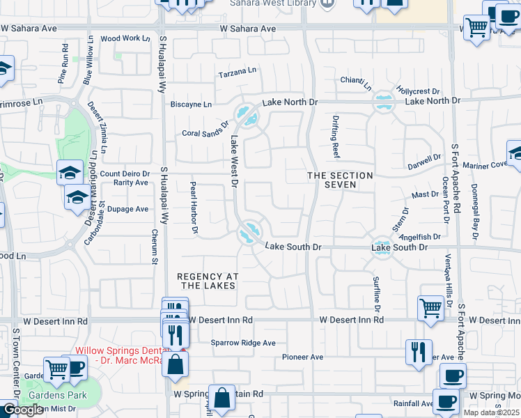 map of restaurants, bars, coffee shops, grocery stores, and more near 3120 Biscayne Springs Lane in Las Vegas