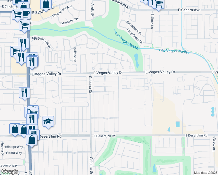 map of restaurants, bars, coffee shops, grocery stores, and more near 5533 Tres Piedras Road in Las Vegas