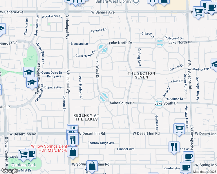 map of restaurants, bars, coffee shops, grocery stores, and more near 3120 Biscayne Springs Lane in Las Vegas