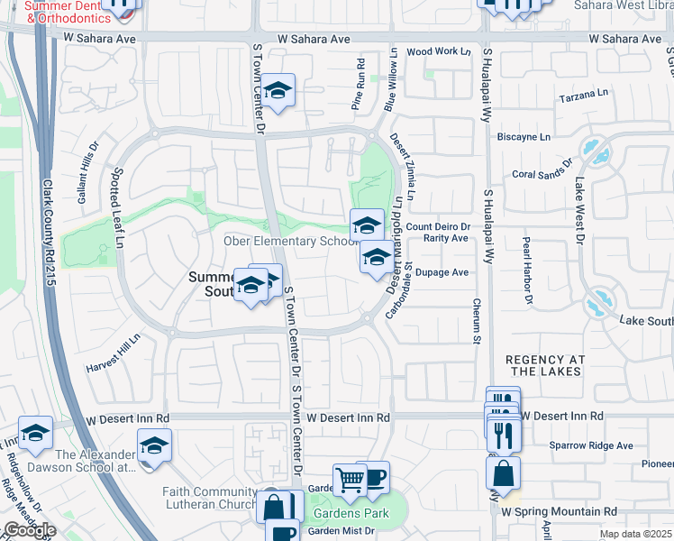 map of restaurants, bars, coffee shops, grocery stores, and more near 10494 Realm Way in Las Vegas