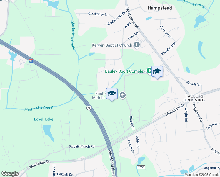 map of restaurants, bars, coffee shops, grocery stores, and more near 1315 Driftwood Acres Drive in Kernersville