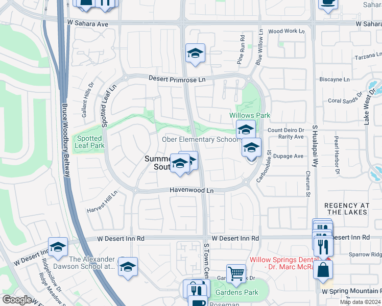 map of restaurants, bars, coffee shops, grocery stores, and more near 3005 Lullingstone Street in Las Vegas