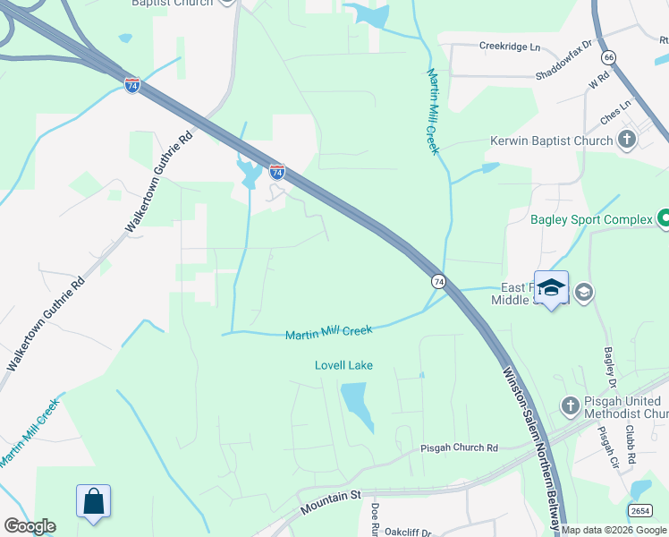 map of restaurants, bars, coffee shops, grocery stores, and more near 701 Tabor Ranch Road in Winston-Salem