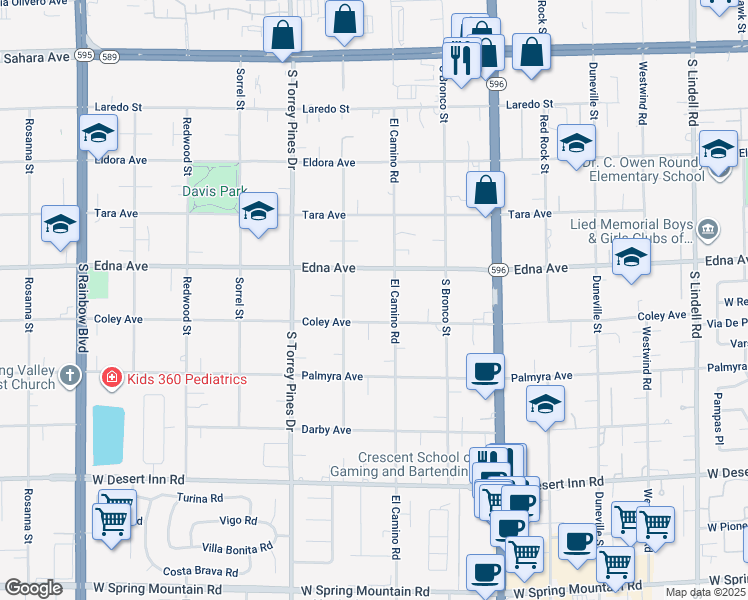 map of restaurants, bars, coffee shops, grocery stores, and more near in Las Vegas