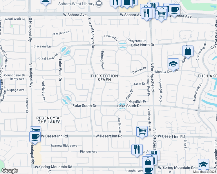 map of restaurants, bars, coffee shops, grocery stores, and more near 9540 Sunken Reef Circle in Las Vegas
