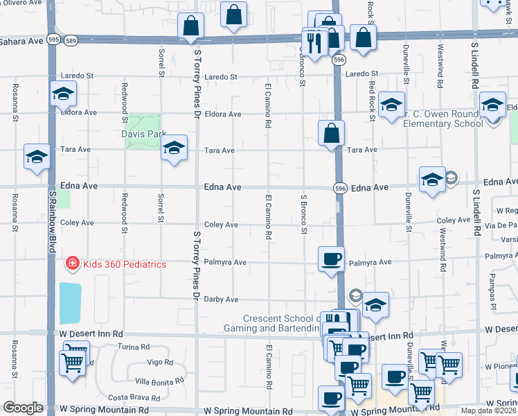 map of restaurants, bars, coffee shops, grocery stores, and more near in Las Vegas