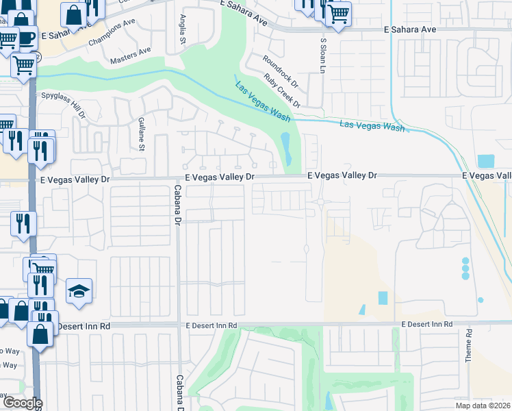 map of restaurants, bars, coffee shops, grocery stores, and more near 2996 Gavilan Lane in Las Vegas