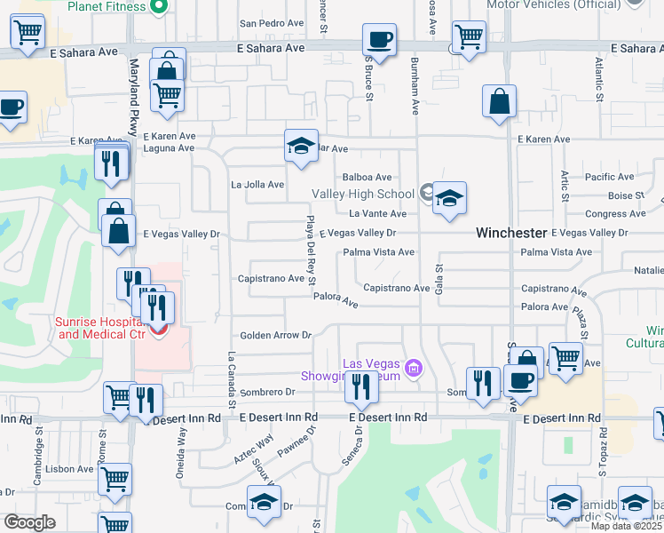 map of restaurants, bars, coffee shops, grocery stores, and more near 2975 Talbot Street in Las Vegas