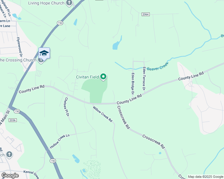 map of restaurants, bars, coffee shops, grocery stores, and more near 9211 County Line Road in Kernersville