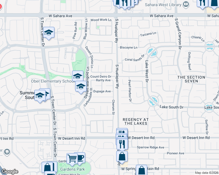 map of restaurants, bars, coffee shops, grocery stores, and more near 10223 Rarity Avenue in Las Vegas