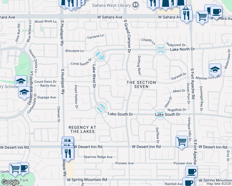 map of restaurants, bars, coffee shops, grocery stores, and more near 3033 Pebblestone in Las Vegas