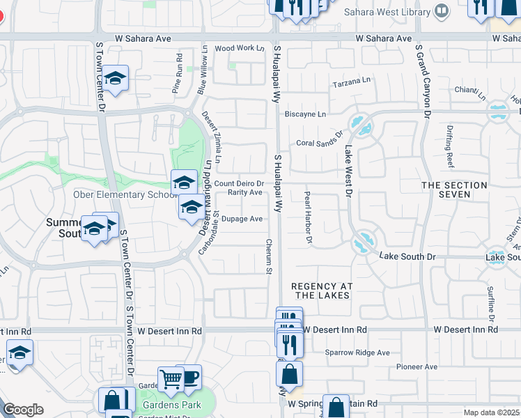 map of restaurants, bars, coffee shops, grocery stores, and more near 10223 Rarity Avenue in Las Vegas