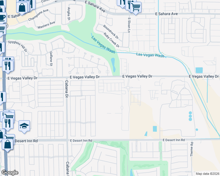 map of restaurants, bars, coffee shops, grocery stores, and more near 2971 Fire Cracker Red Street in Las Vegas