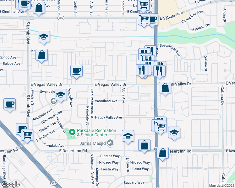 map of restaurants, bars, coffee shops, grocery stores, and more near 4742 Beach Shell Court in Las Vegas