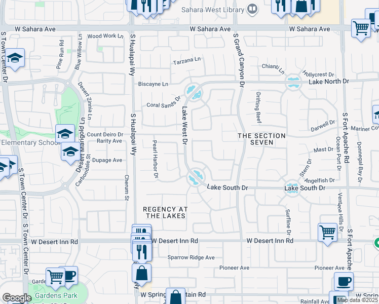 map of restaurants, bars, coffee shops, grocery stores, and more near 3017 Reef View Street in Las Vegas