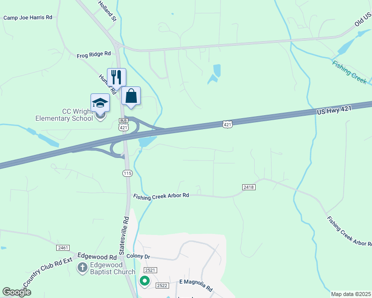 map of restaurants, bars, coffee shops, grocery stores, and more near Holly Mountain Farm Road in Wilkesboro