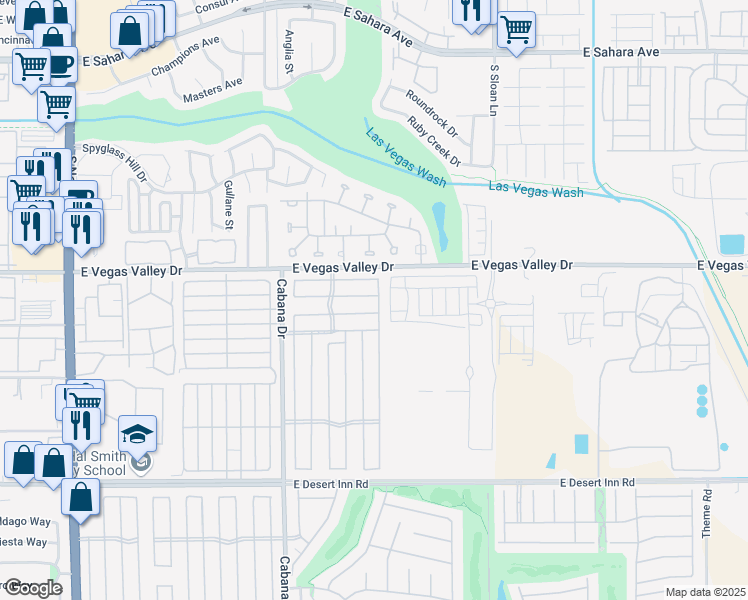 map of restaurants, bars, coffee shops, grocery stores, and more near 2949 Gavilan Lane in Las Vegas