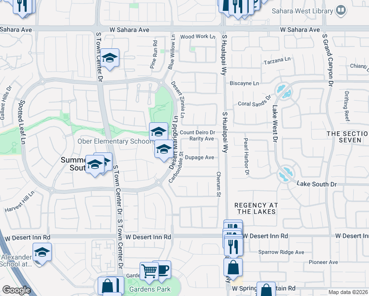map of restaurants, bars, coffee shops, grocery stores, and more near 10281 Rarity Avenue in Las Vegas