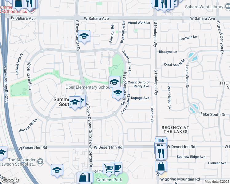 map of restaurants, bars, coffee shops, grocery stores, and more near 3035 Desert Marigold Lane in Las Vegas