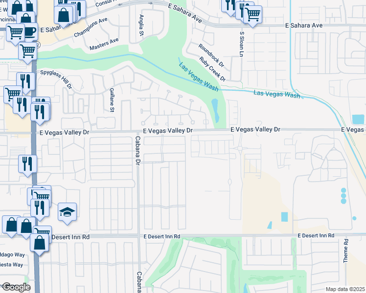 map of restaurants, bars, coffee shops, grocery stores, and more near 2949 Gavilan Lane in Las Vegas