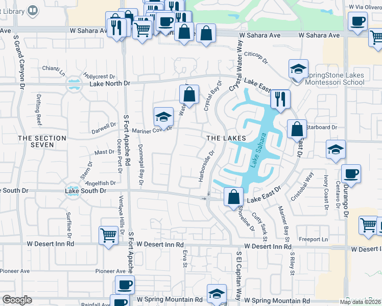map of restaurants, bars, coffee shops, grocery stores, and more near 8908 Coast Walk Circle in Las Vegas