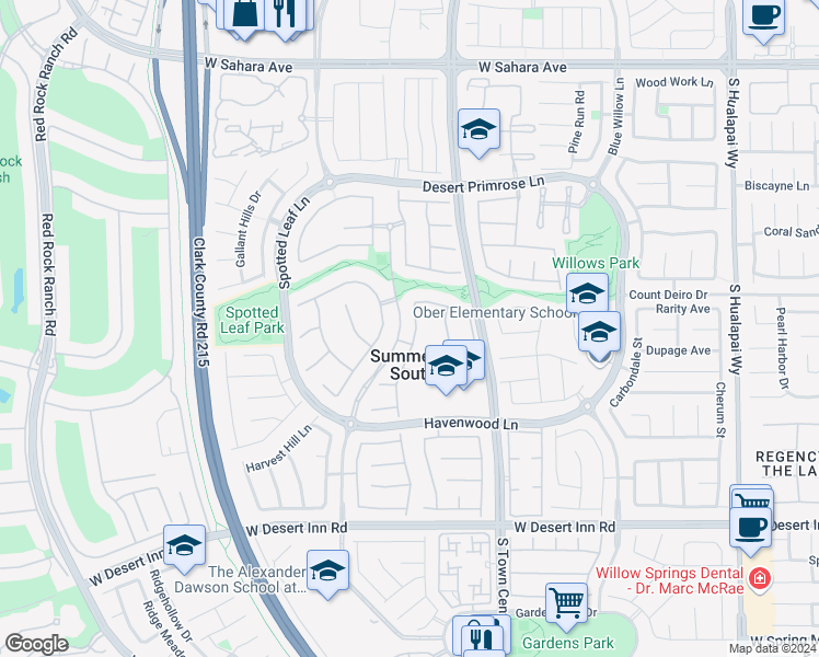 map of restaurants, bars, coffee shops, grocery stores, and more near 2981 Hammerwood Drive in Las Vegas