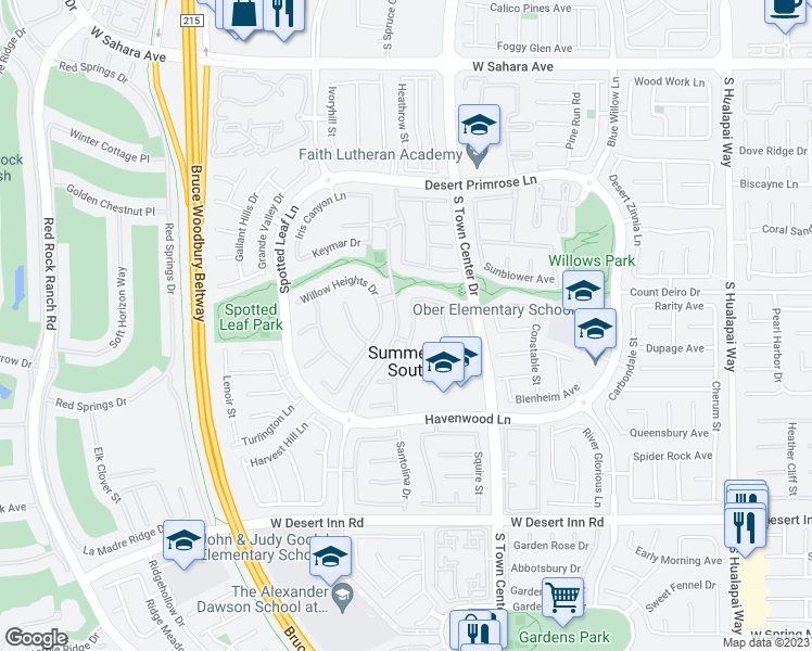 map of restaurants, bars, coffee shops, grocery stores, and more near 2981 Hammerwood Drive in Las Vegas