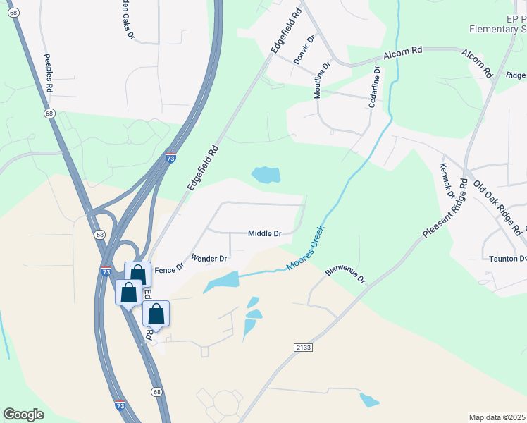 map of restaurants, bars, coffee shops, grocery stores, and more near 4530 Fence Drive in Greensboro