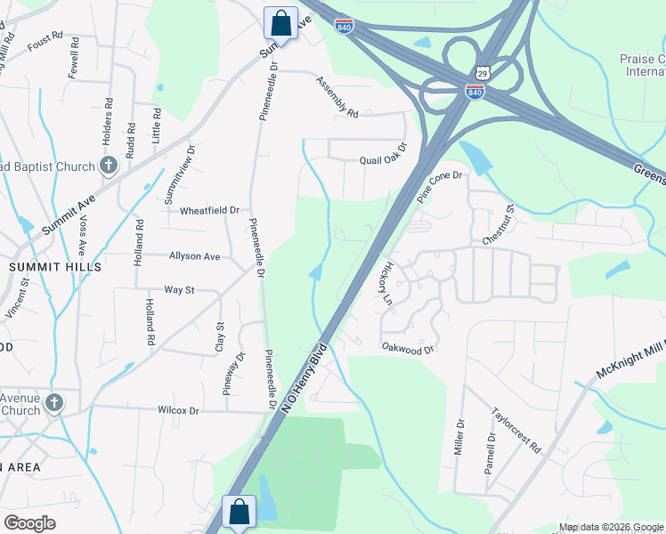 map of restaurants, bars, coffee shops, grocery stores, and more near 4117 Corbin Road in Greensboro