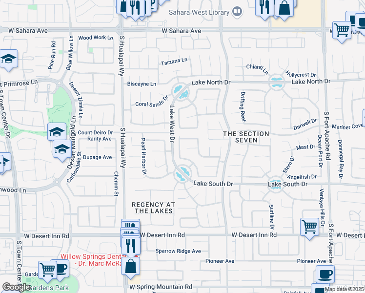 map of restaurants, bars, coffee shops, grocery stores, and more near 9821 Cactus View Avenue in Las Vegas