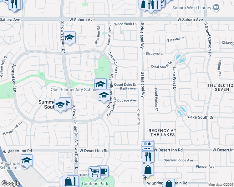 map of restaurants, bars, coffee shops, grocery stores, and more near 10281 Rarity Avenue in Las Vegas