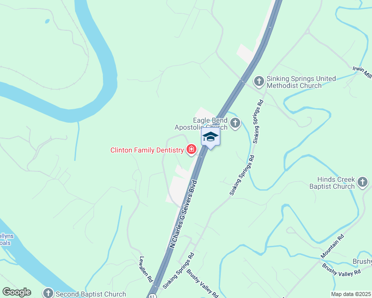 map of restaurants, bars, coffee shops, grocery stores, and more near 348 Indian Hills Circle in Clinton